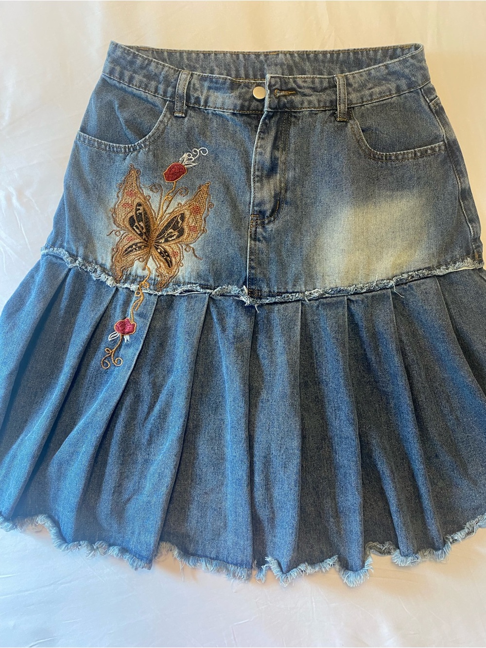 Romwe Butterfly Embroidered Skirt - Y2K Original